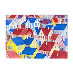 City Houses Cute Drawing Landscape Village Crystal Sticker (a4)