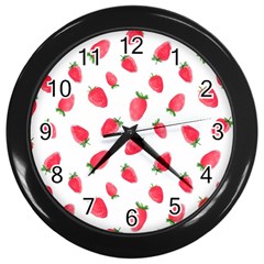 Strawberry Wall Clock (black) by SychEva