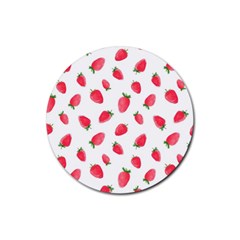 Strawberry Rubber Round Coaster (4 Pack) by SychEva