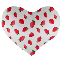 Strawberry Large 19  Premium Heart Shape Cushions by SychEva