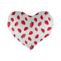 Strawberry Standard 16  Premium Flano Heart Shape Cushions by SychEva