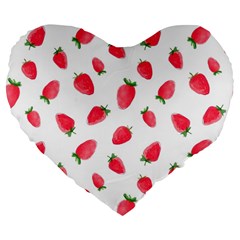 Strawberry Large 19  Premium Flano Heart Shape Cushions by SychEva