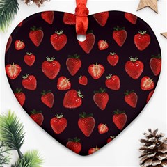 Watercolor Strawberry Ornament (heart)