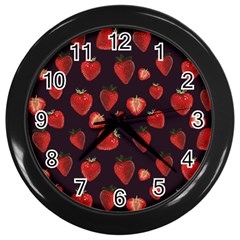 Watercolor Strawberry Wall Clock (black) by SychEva