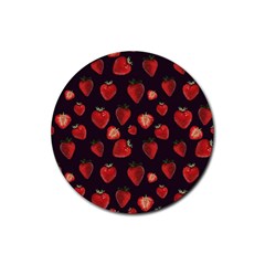 Watercolor Strawberry Rubber Round Coaster (4 Pack) by SychEva