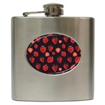 Watercolor Strawberry Hip Flask (6 oz) Front