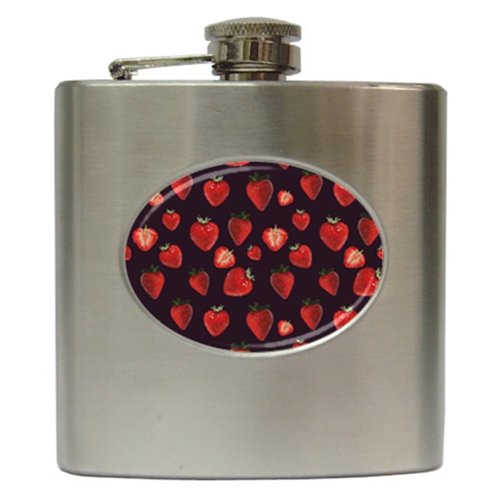 Watercolor Strawberry Hip Flask (6 oz)