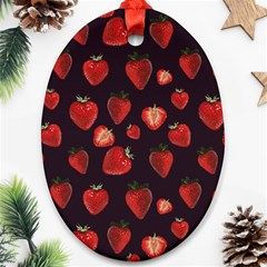 Watercolor Strawberry Oval Ornament (two Sides) by SychEva