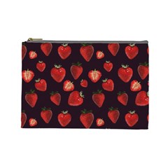 Watercolor Strawberry Cosmetic Bag (large)