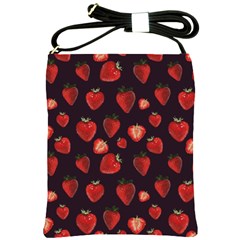 Watercolor Strawberry Shoulder Sling Bag by SychEva