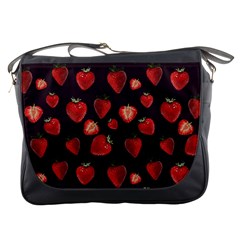 Watercolor Strawberry Messenger Bag by SychEva