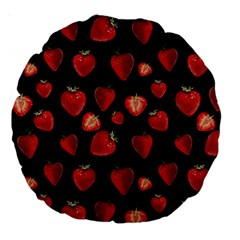 Watercolor Strawberry Large 18  Premium Round Cushions by SychEva