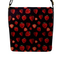 Watercolor Strawberry Flap Closure Messenger Bag (l) by SychEva