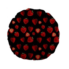 Watercolor Strawberry Standard 15  Premium Flano Round Cushions by SychEva