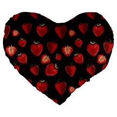 Watercolor Strawberry Large 19  Premium Flano Heart Shape Cushions by SychEva