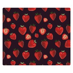 Watercolor Strawberry Two Sides Premium Plush Fleece Blanket (small) by SychEva