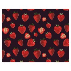 Watercolor Strawberry Two Sides Premium Plush Fleece Blanket (medium) by SychEva