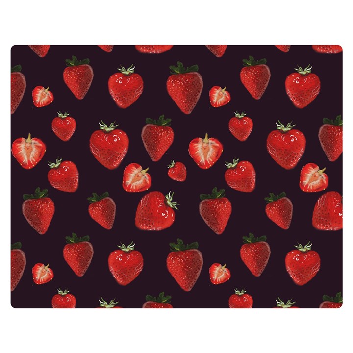 Watercolor Strawberry Two Sides Premium Plush Fleece Blanket (Medium)