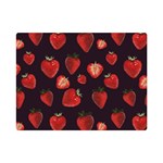 Watercolor Strawberry Premium Plush Fleece Blanket (Mini) 35 x27  Blanket Front