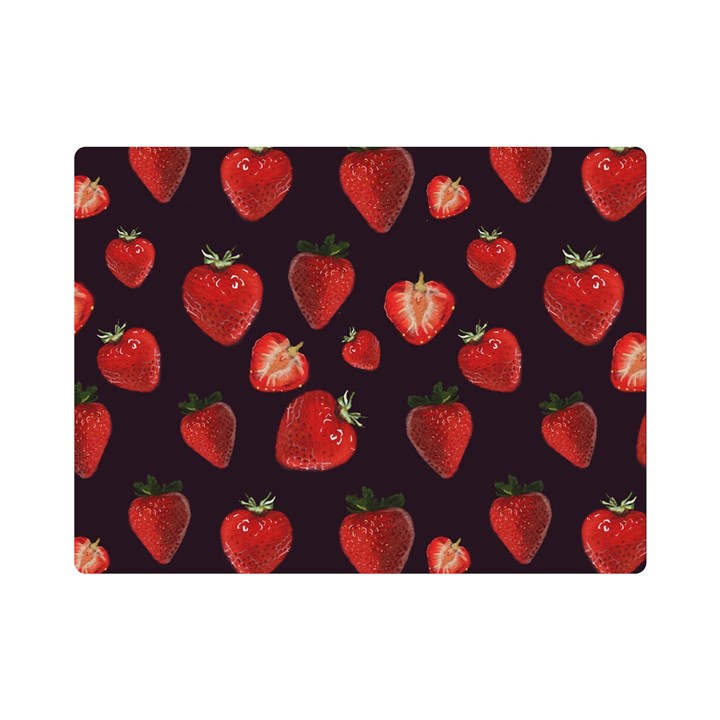 Watercolor Strawberry Premium Plush Fleece Blanket (Mini)