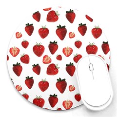 Strawberry Watercolor Round Mousepad by SychEva