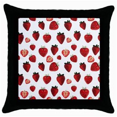 Strawberry Watercolor Throw Pillow Case (black) by SychEva