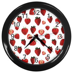 Strawberry Watercolor Wall Clock (black) by SychEva