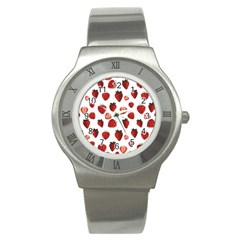 Strawberry Watercolor Stainless Steel Watch by SychEva