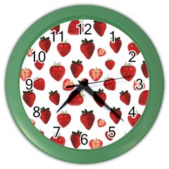 Strawberry Watercolor Color Wall Clock by SychEva