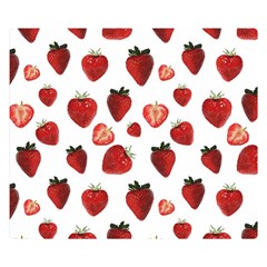 Strawberry Watercolor Two Sides Premium Plush Fleece Blanket (small) by SychEva