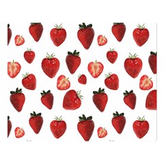 Strawberry Watercolor Two Sides Premium Plush Fleece Blanket (large) by SychEva