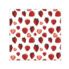 Strawberry Watercolor Square Satin Scarf (30  X 30 ) by SychEva