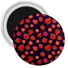 Strawberry On Black 3  Magnets by SychEva