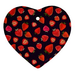 Strawberry On Black Ornament (heart) by SychEva