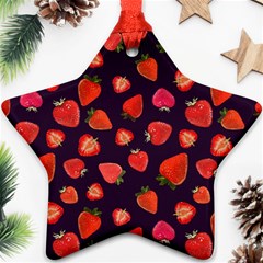 Strawberry On Black Ornament (star) by SychEva