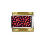 Strawberry On Black Gold Trim Italian Charm (9mm) Front