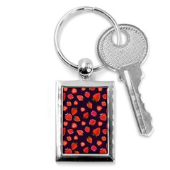 Strawberry On Black Key Chain (rectangle) by SychEva