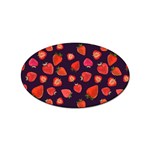 Strawberry On Black Sticker (Oval) Front