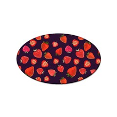 Strawberry On Black Sticker Oval (10 Pack) by SychEva