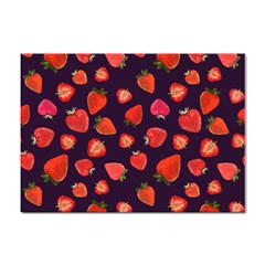 Strawberry On Black Sticker A4 (10 Pack) by SychEva