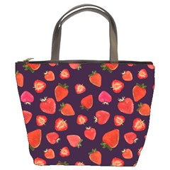 Strawberry On Black Bucket Bag by SychEva