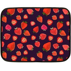 Strawberry On Black Fleece Blanket (mini) by SychEva