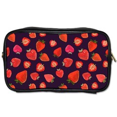 Strawberry On Black Toiletries Bag (one Side) by SychEva