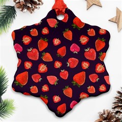 Strawberry On Black Ornament (snowflake) by SychEva