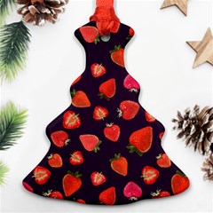 Strawberry On Black Ornament (christmas Tree) 