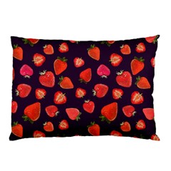 Strawberry On Black Pillow Case (two Sides) by SychEva