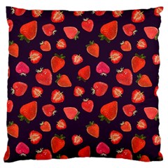 Strawberry On Black Standard Premium Plush Fleece Cushion Case (one Side) by SychEva