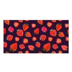 Strawberry On Black Satin Shawl 45  X 80  by SychEva