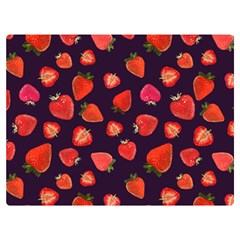 Strawberry On Black Two Sides Premium Plush Fleece Blanket (extra Small)