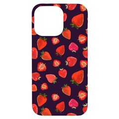 Strawberry On Black Iphone 14 Pro Max Black Uv Print Case